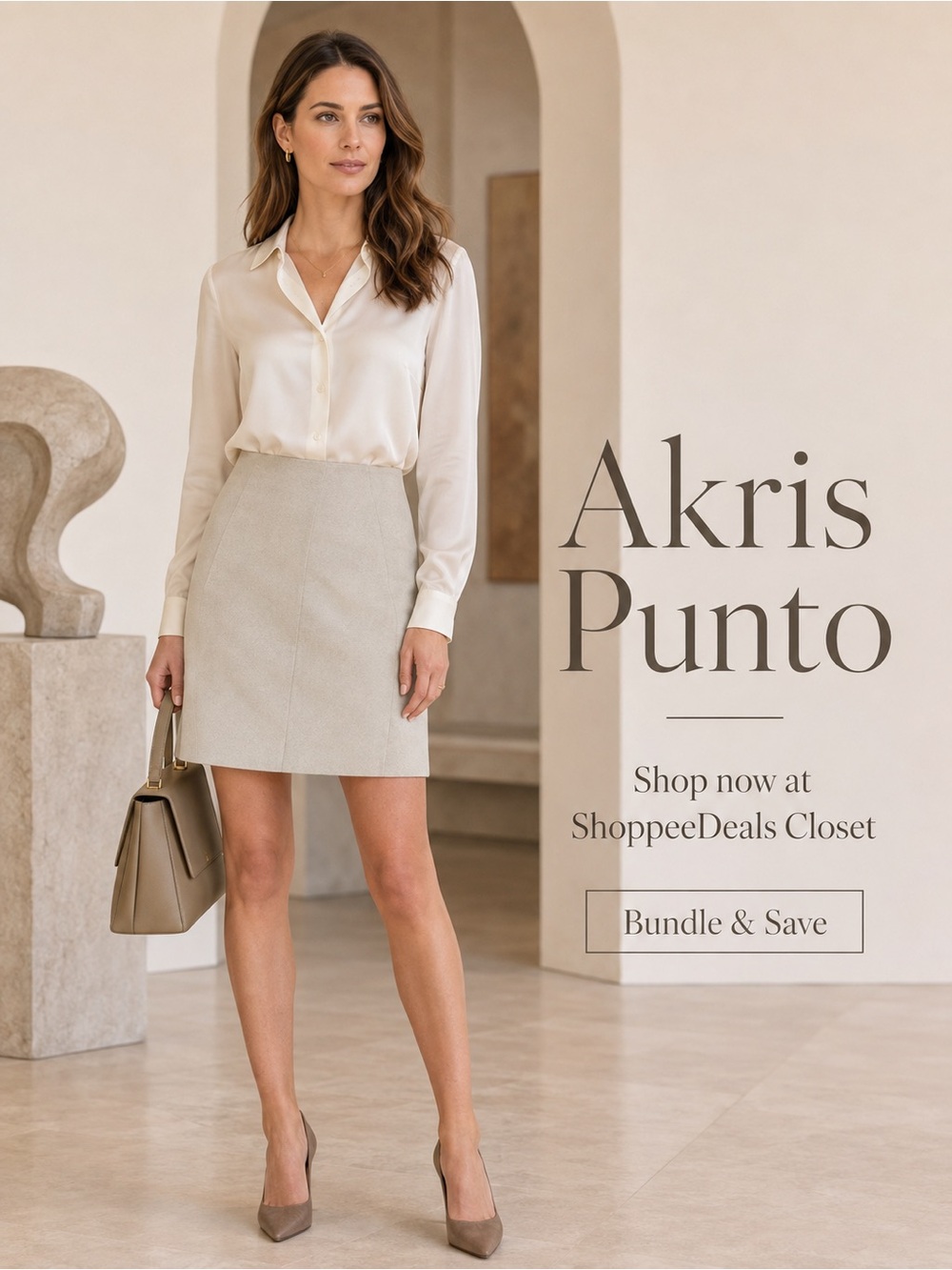 Akris Punto Beige Paneled A-Line Mini Skirt – Size 8